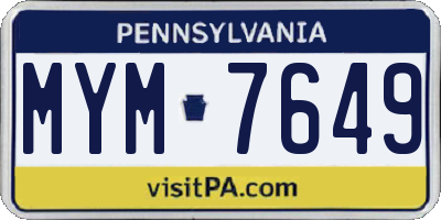 PA license plate MYM7649