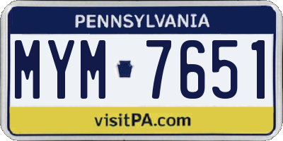 PA license plate MYM7651