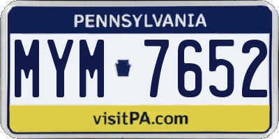 PA license plate MYM7652