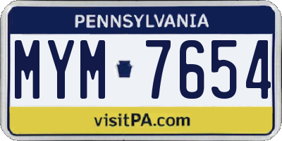 PA license plate MYM7654