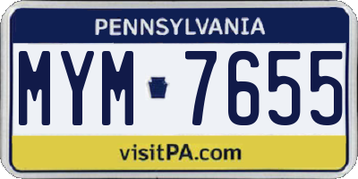 PA license plate MYM7655