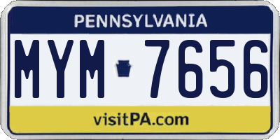 PA license plate MYM7656