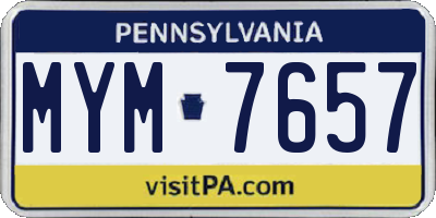 PA license plate MYM7657