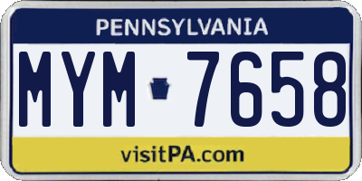 PA license plate MYM7658