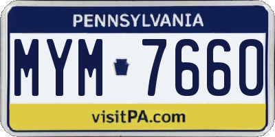 PA license plate MYM7660