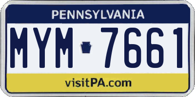 PA license plate MYM7661