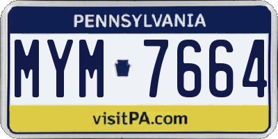 PA license plate MYM7664