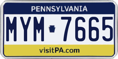 PA license plate MYM7665