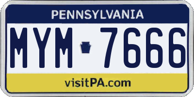 PA license plate MYM7666
