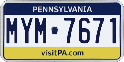 PA license plate MYM7671