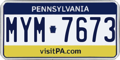 PA license plate MYM7673