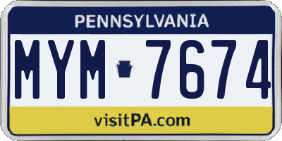 PA license plate MYM7674