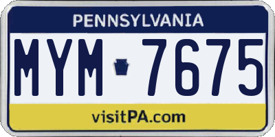 PA license plate MYM7675