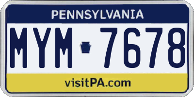 PA license plate MYM7678