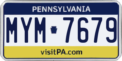 PA license plate MYM7679