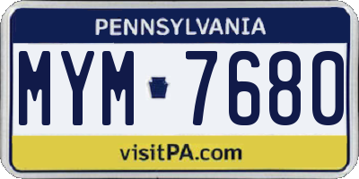 PA license plate MYM7680