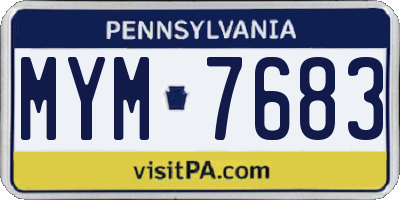 PA license plate MYM7683