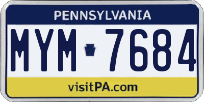 PA license plate MYM7684