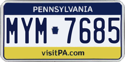 PA license plate MYM7685