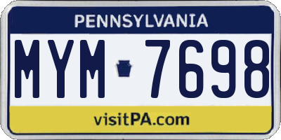 PA license plate MYM7698