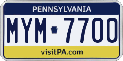 PA license plate MYM7700