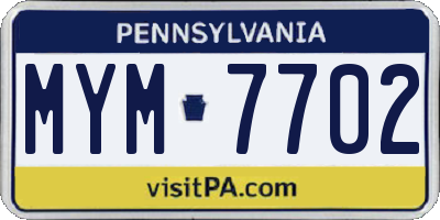 PA license plate MYM7702