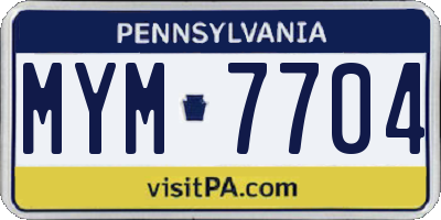 PA license plate MYM7704