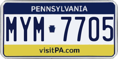 PA license plate MYM7705