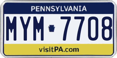 PA license plate MYM7708
