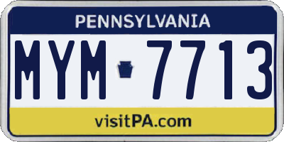 PA license plate MYM7713