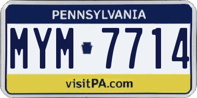 PA license plate MYM7714