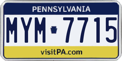 PA license plate MYM7715