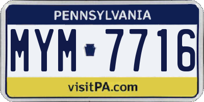 PA license plate MYM7716