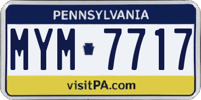 PA license plate MYM7717