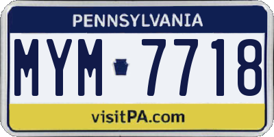 PA license plate MYM7718