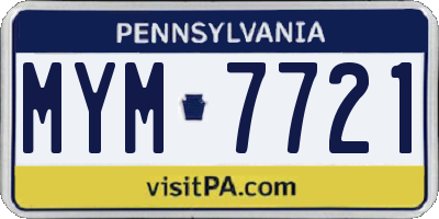 PA license plate MYM7721