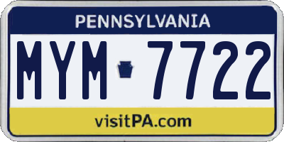 PA license plate MYM7722