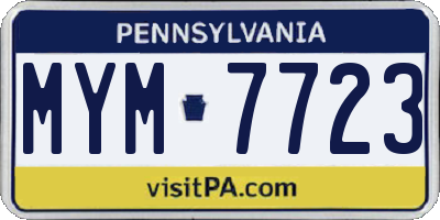 PA license plate MYM7723