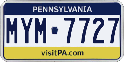 PA license plate MYM7727