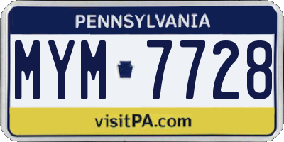 PA license plate MYM7728