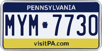PA license plate MYM7730