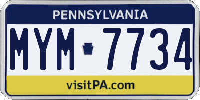 PA license plate MYM7734