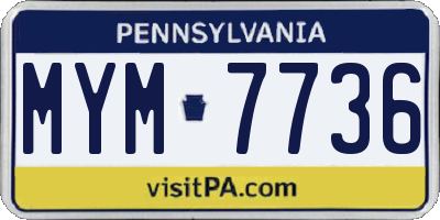 PA license plate MYM7736