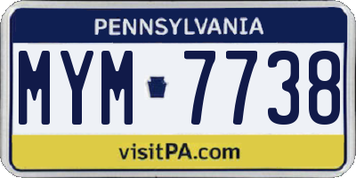 PA license plate MYM7738