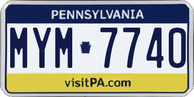 PA license plate MYM7740