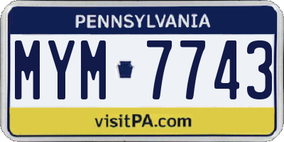 PA license plate MYM7743