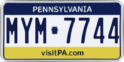 PA license plate MYM7744