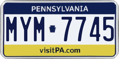 PA license plate MYM7745