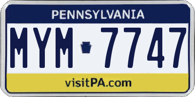PA license plate MYM7747
