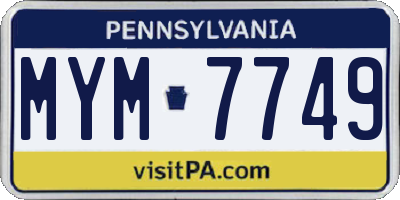 PA license plate MYM7749